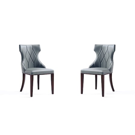 Manhattan Comfort Reine Faux Leather Dining Chair in Pebble Grey- Set of 2 DC007-PE
